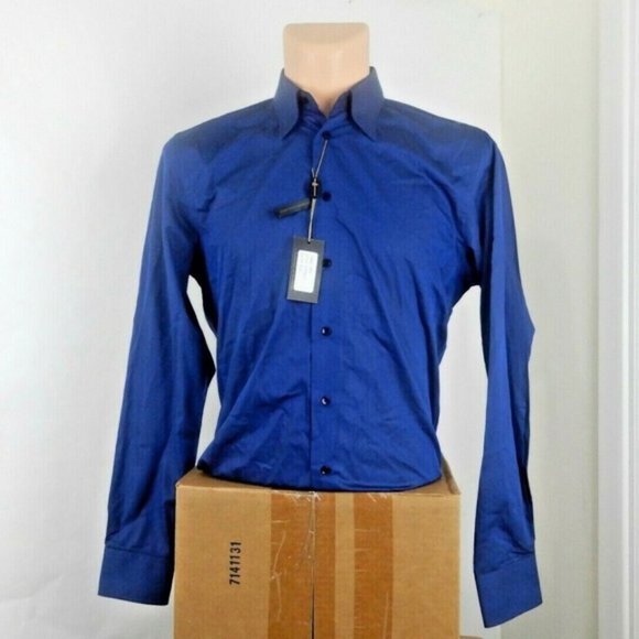 Jack Lipson Sport Shirt Blue Cotton Sz M NWT - Picture 8 of 9